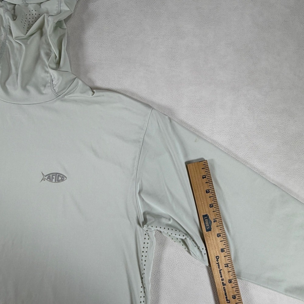 Aftco Mens Sun Hoodie Fishing Shirt Mask Hood Gaiter Sage Green Size Medium - Picture 7 of 13